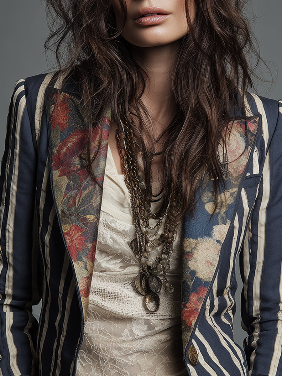 Soraya Bohemian Striped Linen Blazer