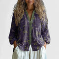 Marisela Retro Print Blouse - Purple