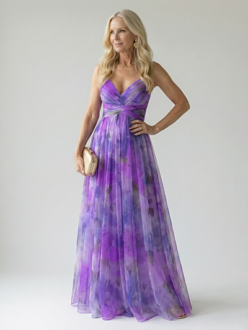 Beatrix Soft Wrap Maxi Dress - Purple