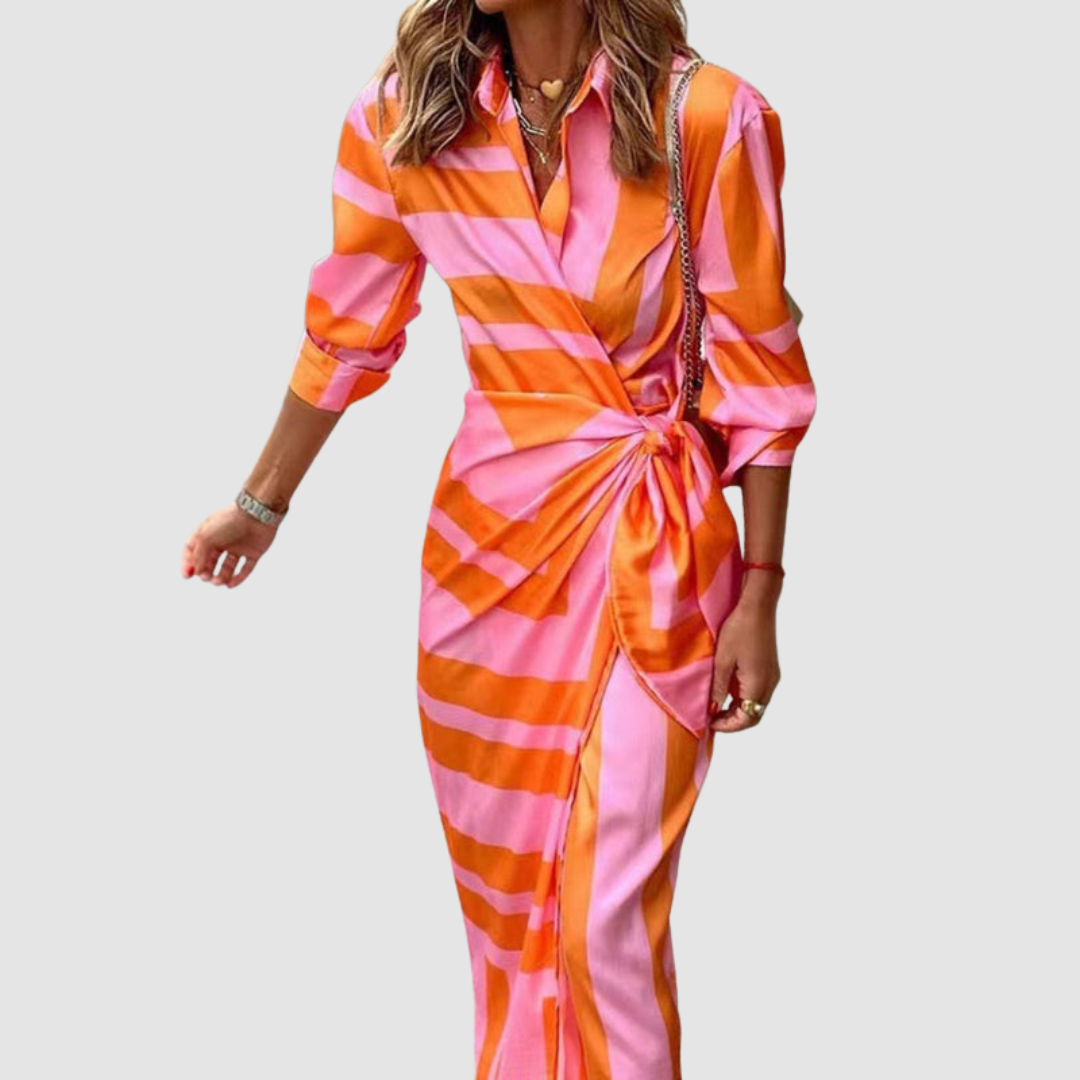 Ines Striped Dress - Orange