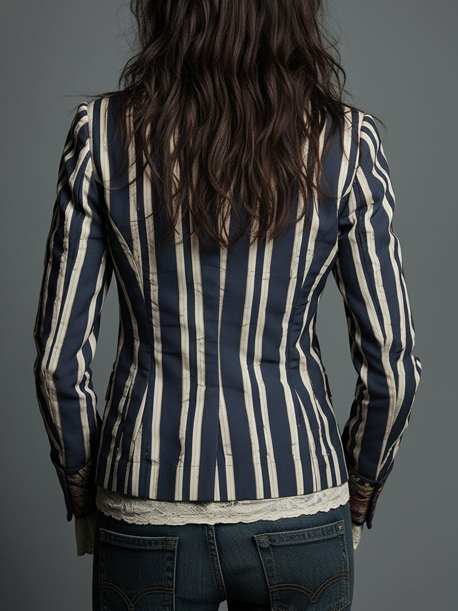 Soraya Bohemian Striped Linen Blazer