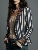 Soraya Bohemian Striped Linen Blazer