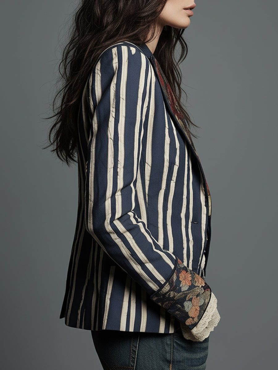 Soraya Bohemian Striped Linen Blazer