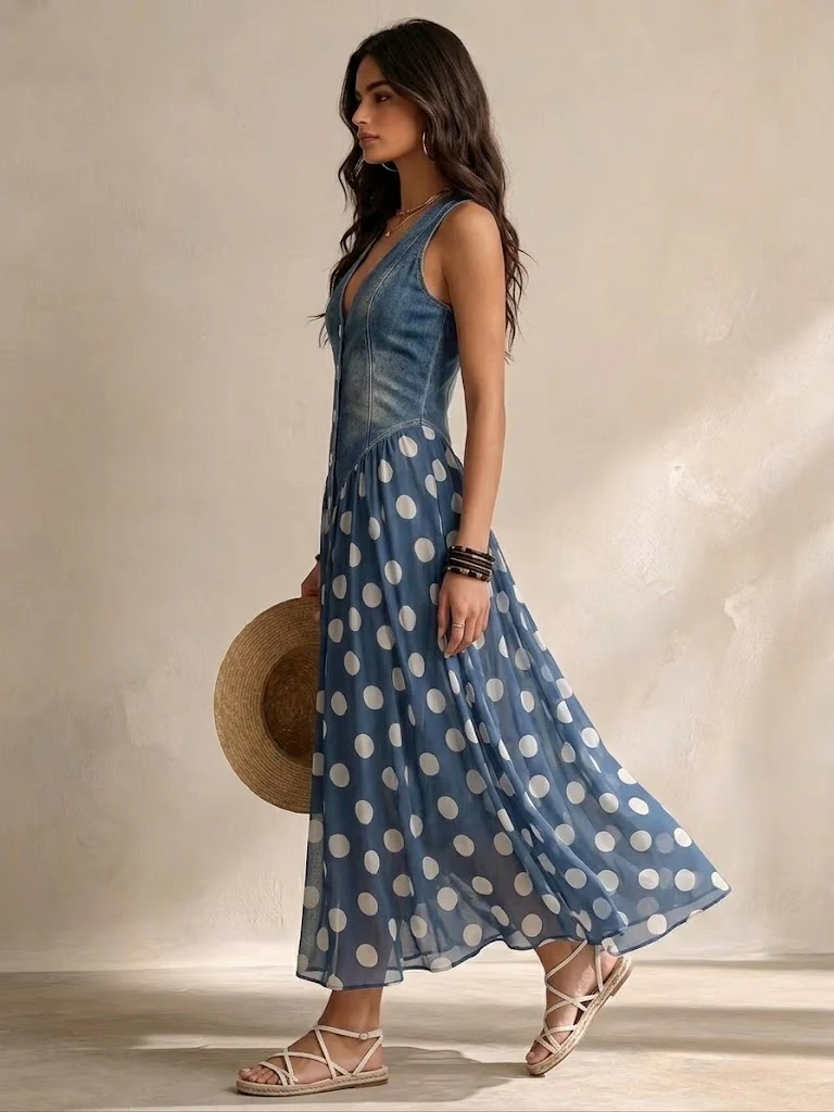 Bettina Polka Dot Chiffon Midi Dress