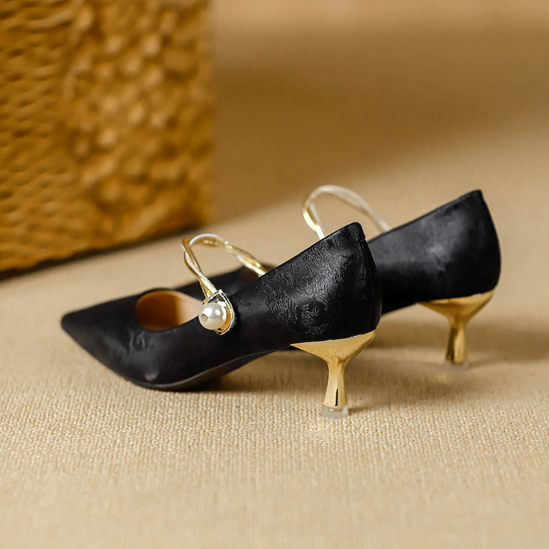 Colette Pearl Strap Kitten Heels