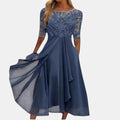 Guinevere Elegant Lace Dress - Blue