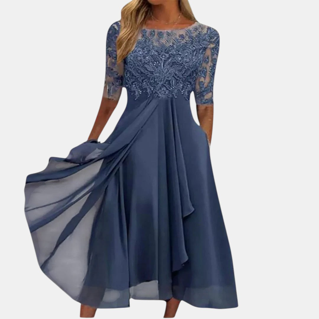 Guinevere Elegant Lace Dress - Blue