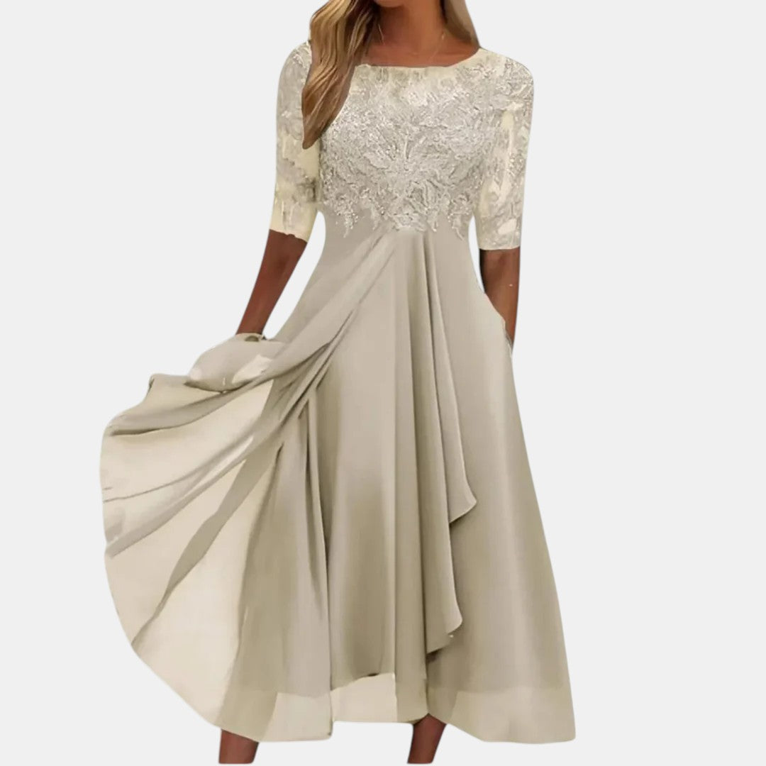 Guinevere Elegant Lace Dress - White