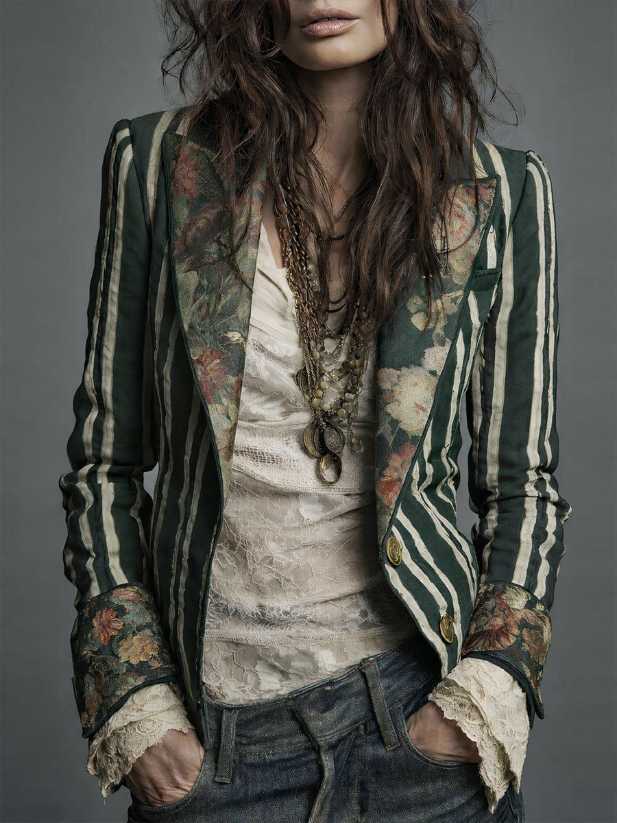 Soraya Bohemian Striped Linen Blazer