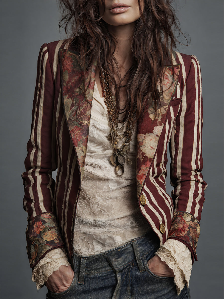 Soraya Bohemian Striped Linen Blazer