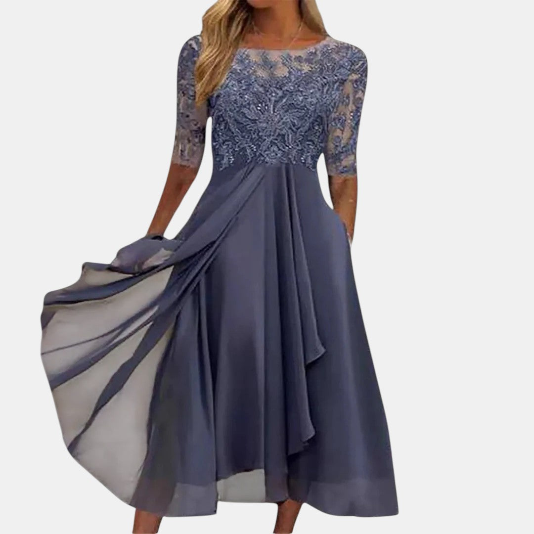 Guinevere Elegant Lace Dress - Purple
