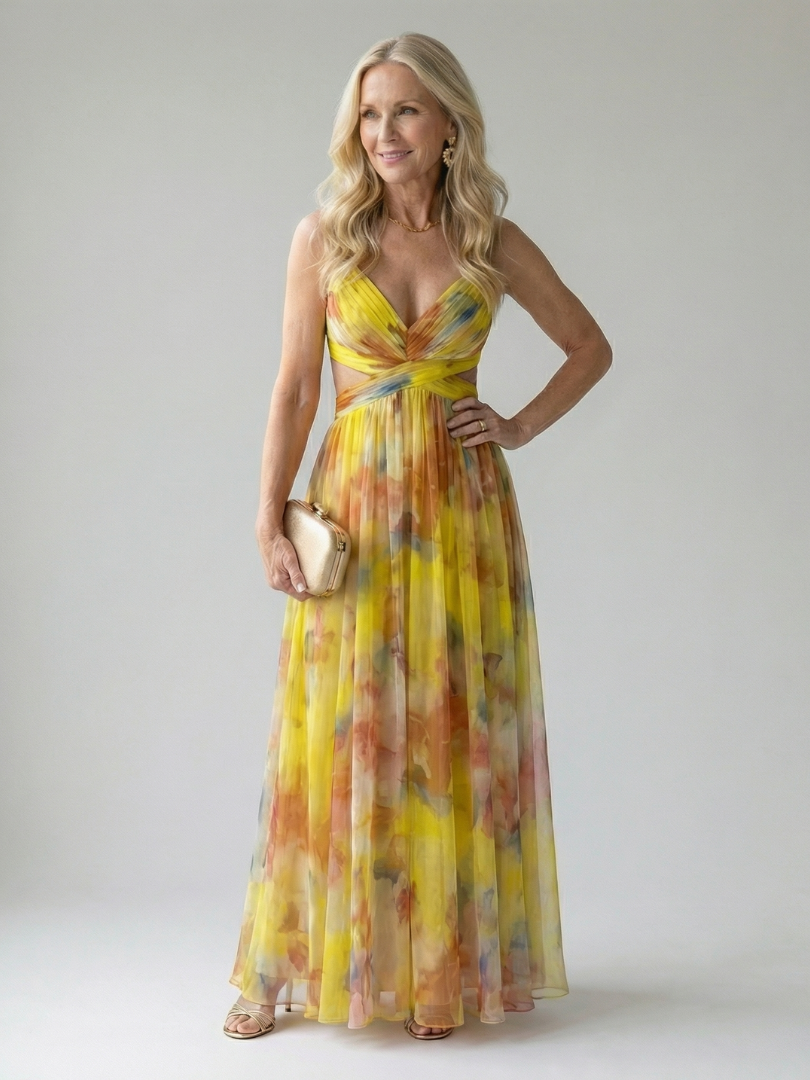 Beatrix Soft Wrap Maxi Dress - Yellow