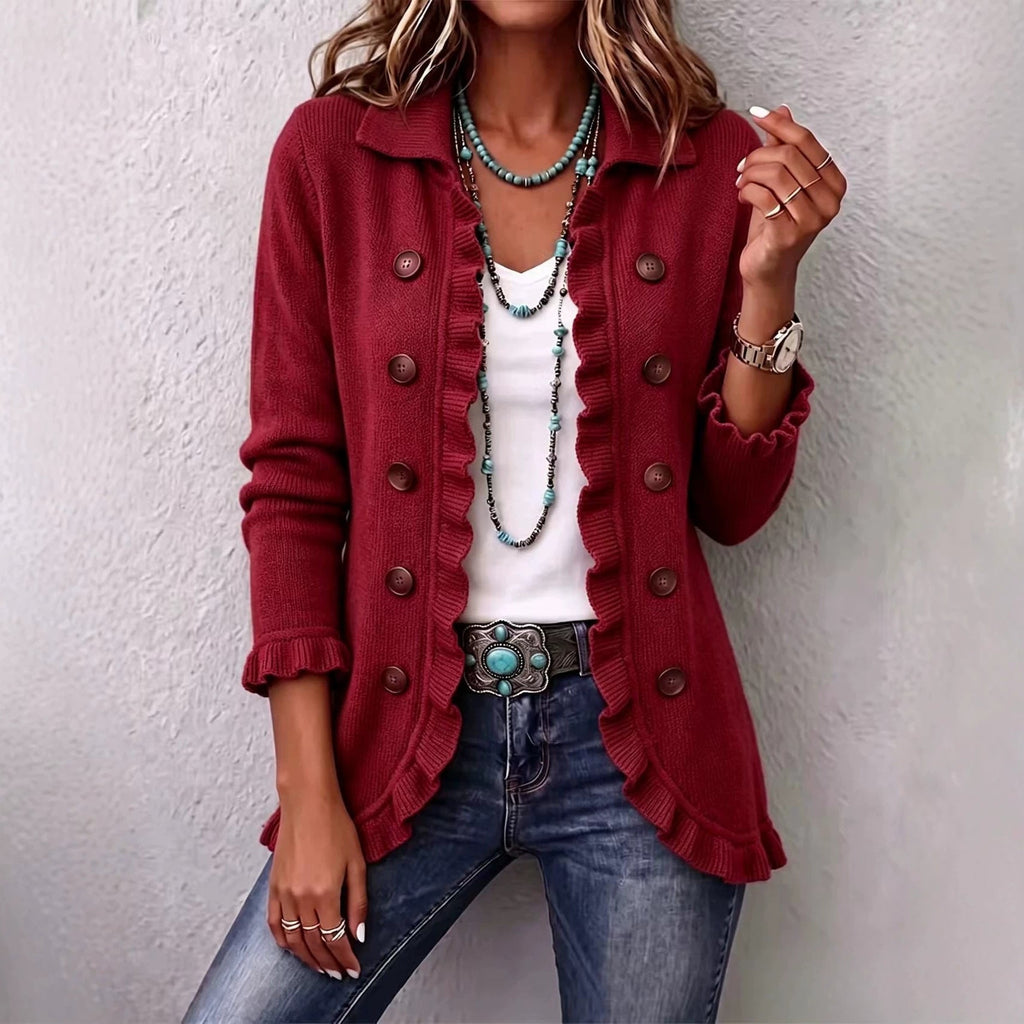 Eloise | Ruffled Knit Button Cardigan