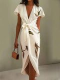 Wilhelmina Elegant Wrap Dress - White