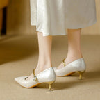 Colette Pearl Strap Kitten Heels