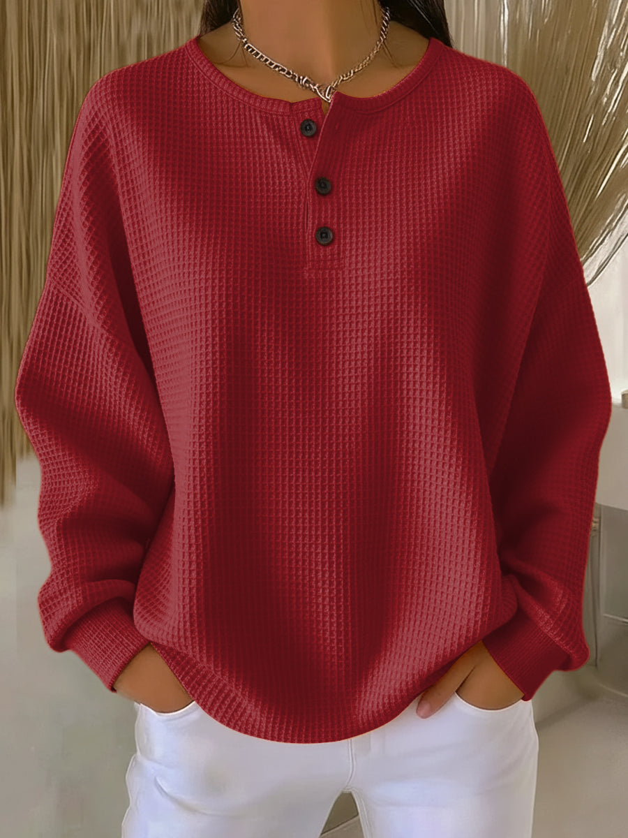 Maren Waffle Henley Sweatshirt