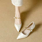 Colette Pearl Strap Kitten Heels