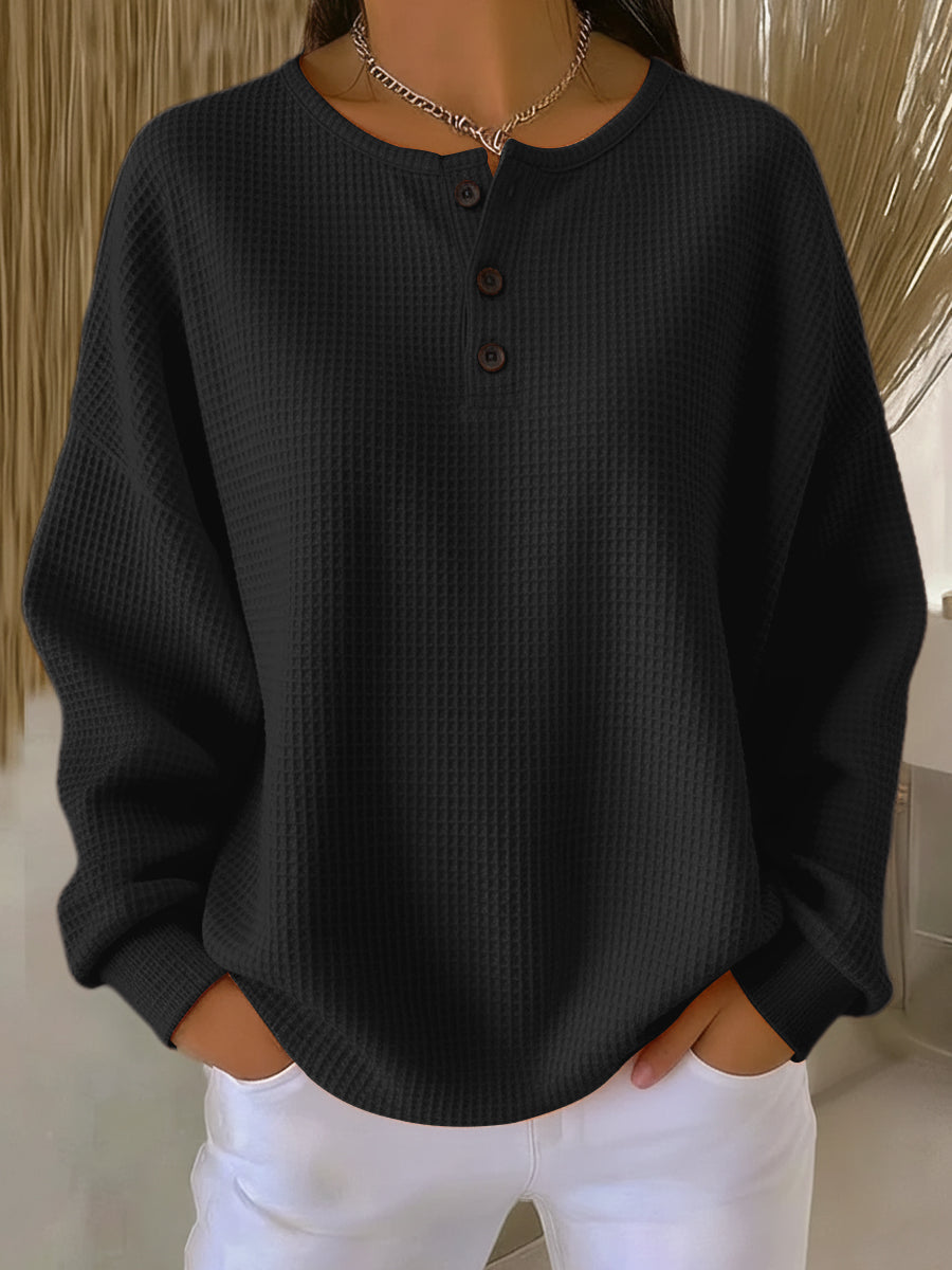 Maren Waffle Henley Sweatshirt