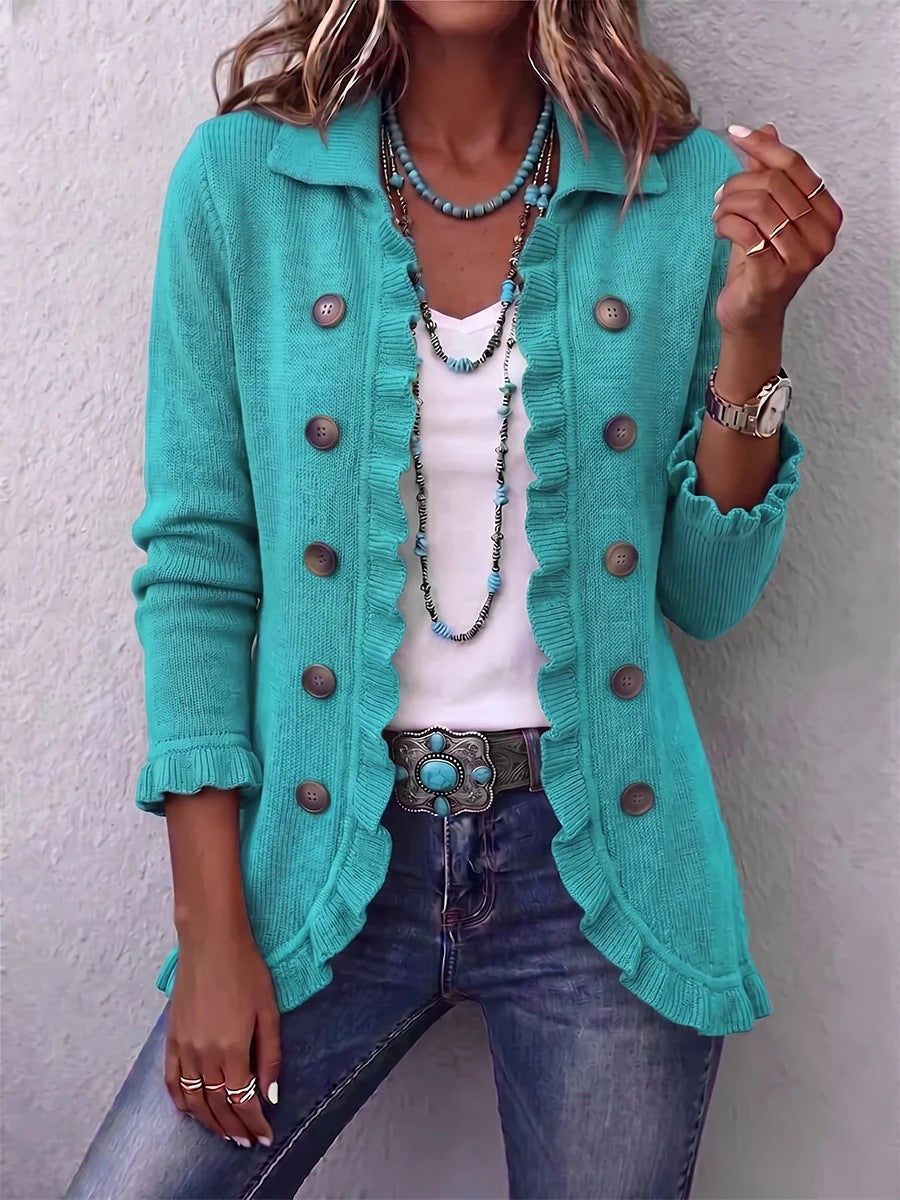 Eloise | Ruffled Knit Button Cardigan