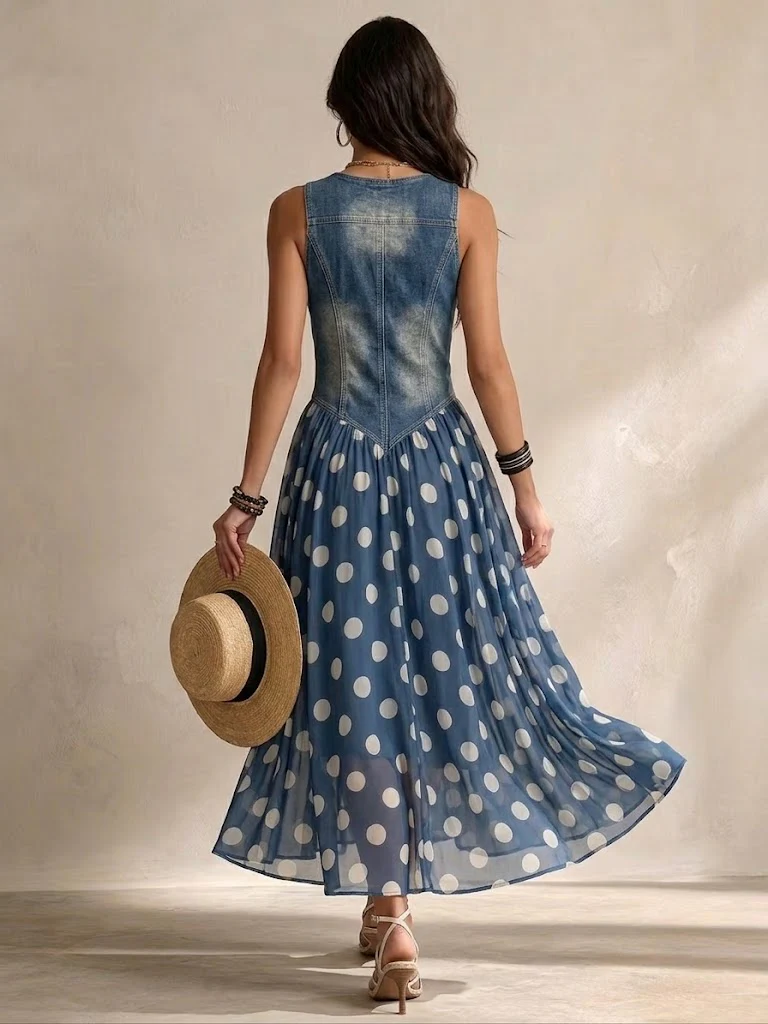 Bettina Polka Dot Chiffon Midi Dress