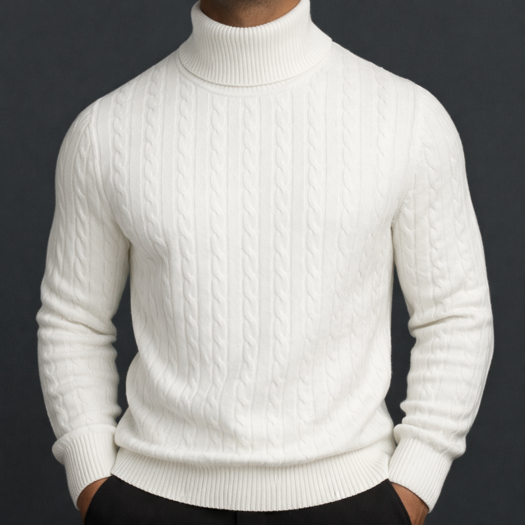 Santiago Cable Knit Wool Turtleneck
