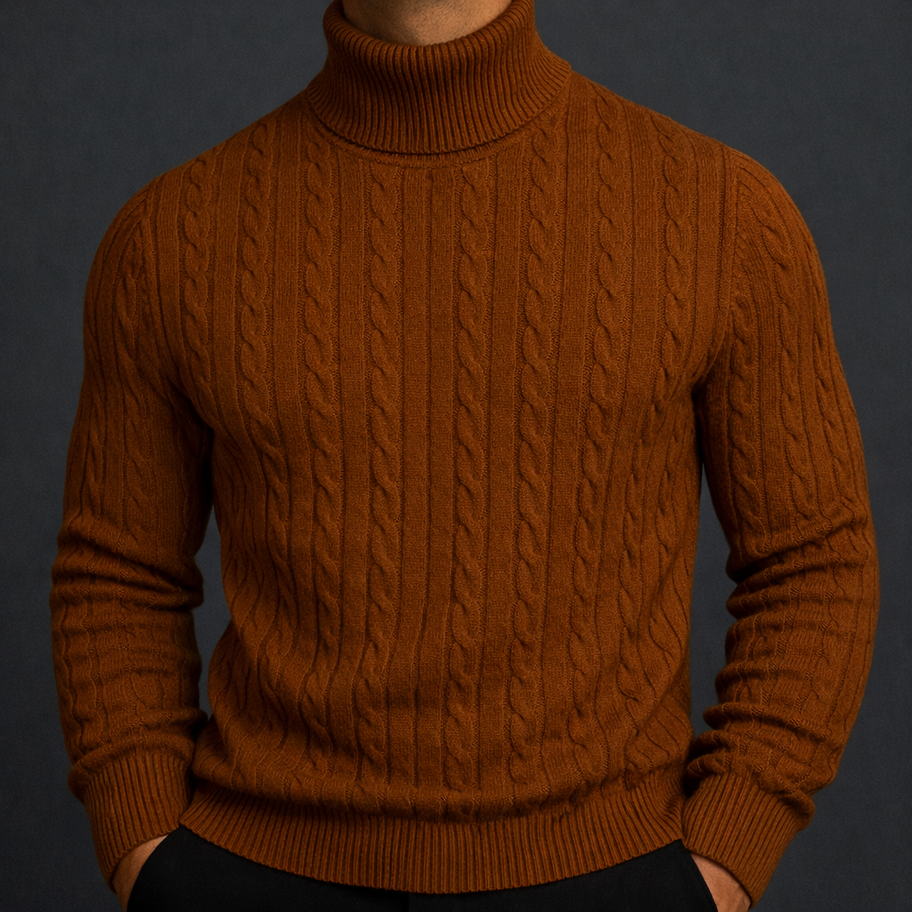 Santiago Cable Knit Wool Turtleneck