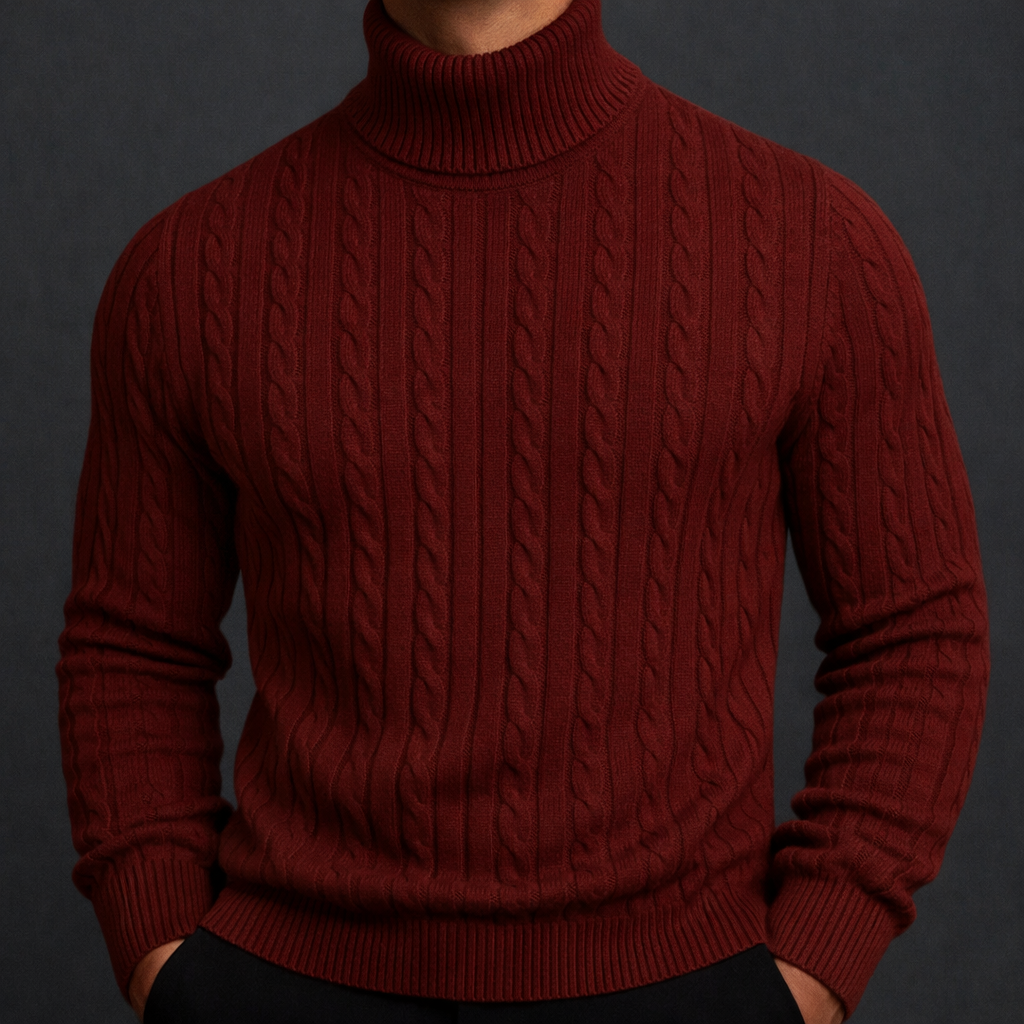 Santiago Cable Knit Wool Turtleneck