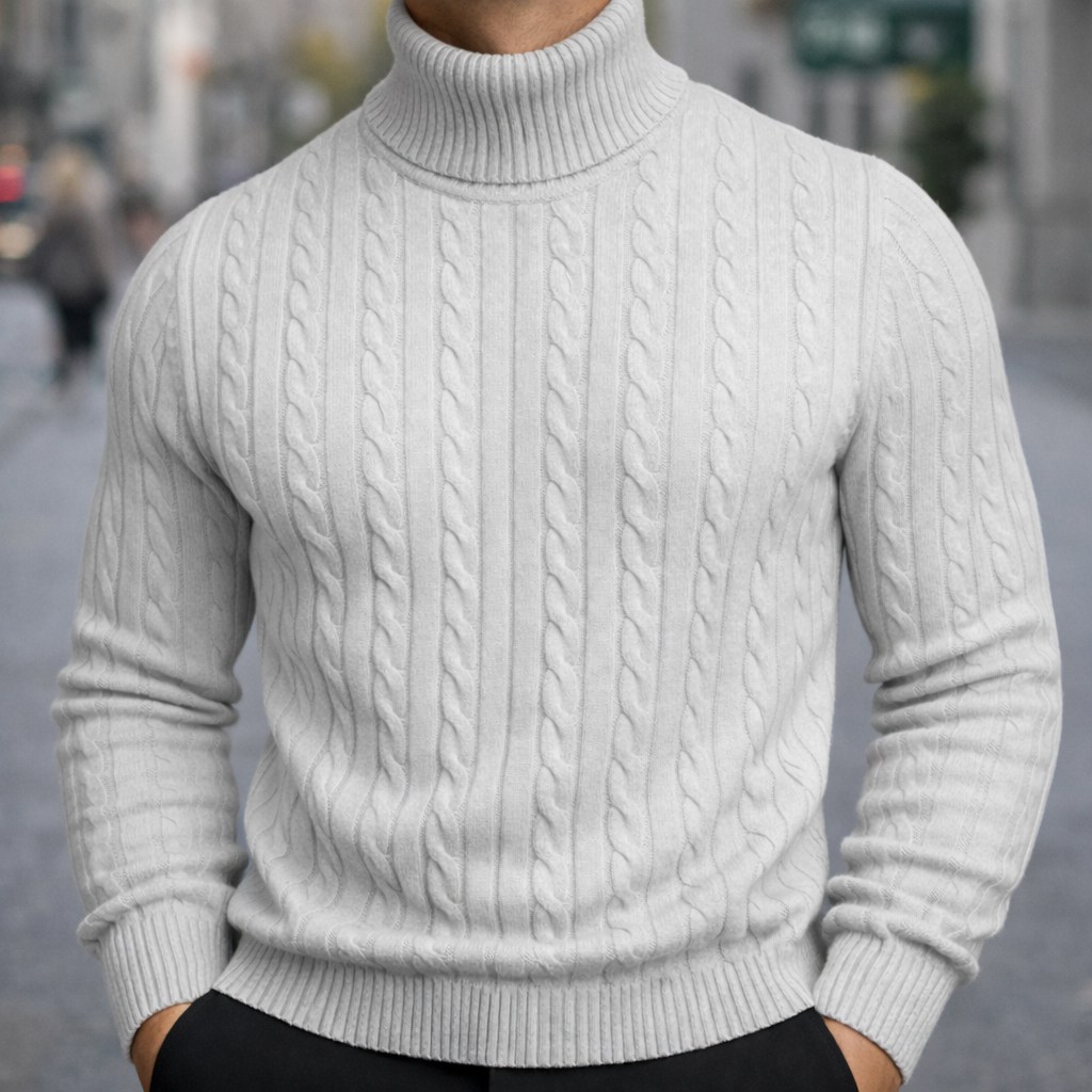Santiago Cable Knit Wool Turtleneck