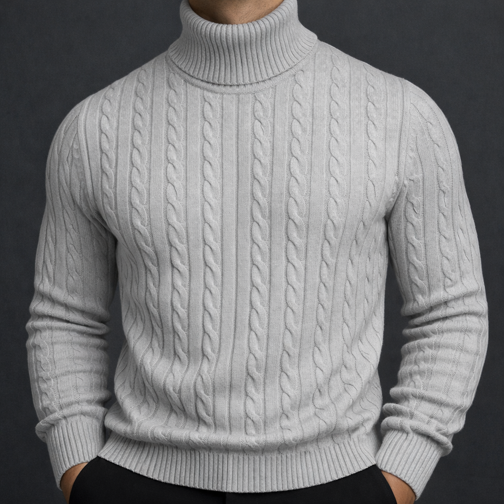 Santiago Cable Knit Wool Turtleneck