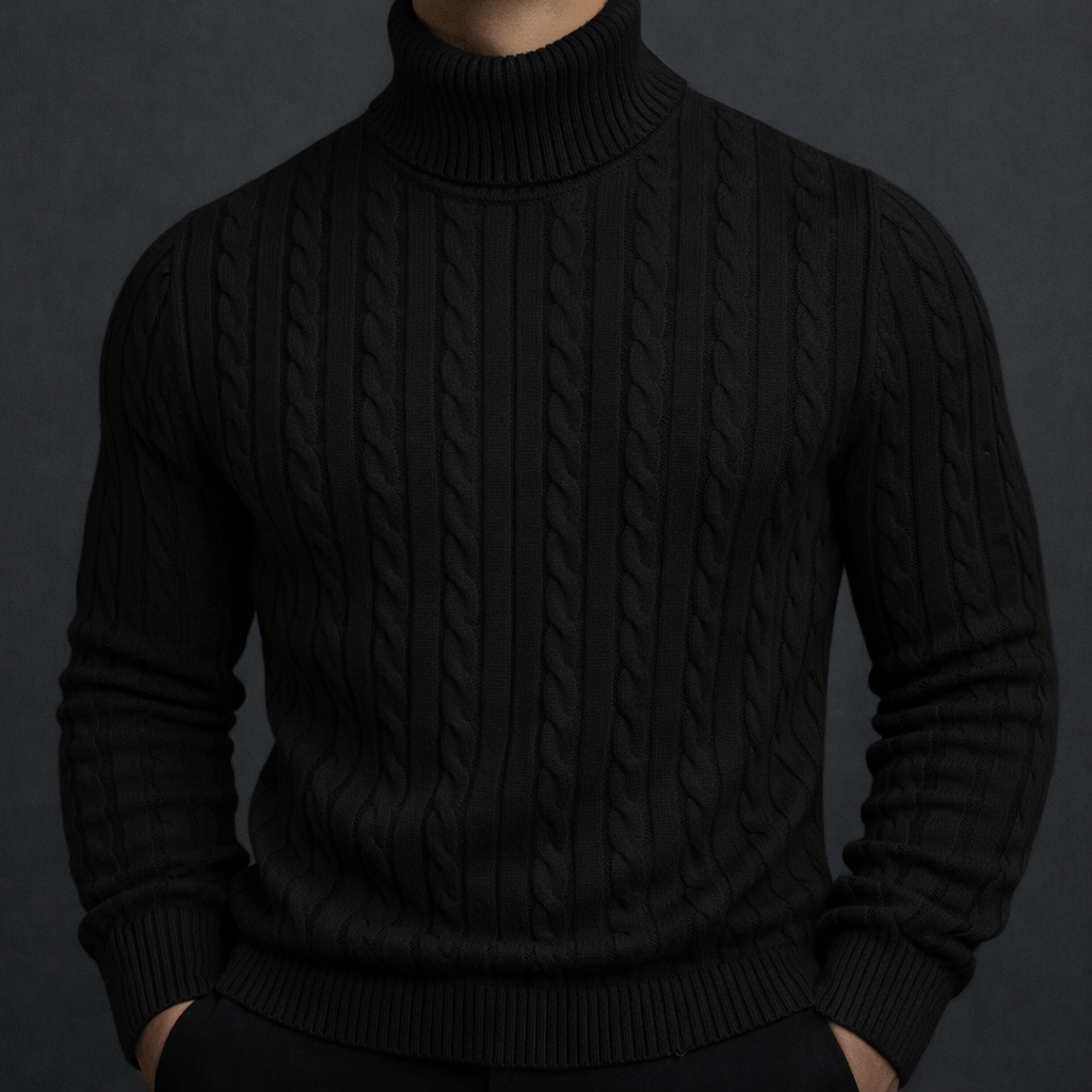 Santiago Cable Knit Wool Turtleneck