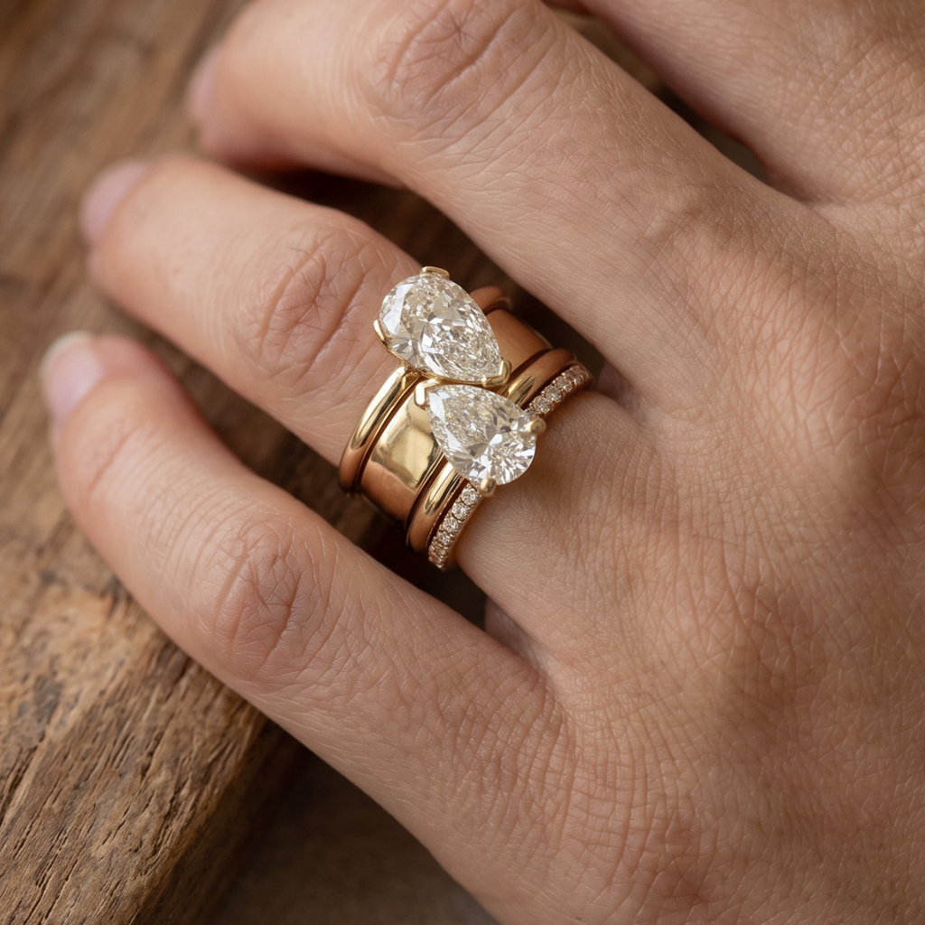 Liora Double Zirconia Drop Ring