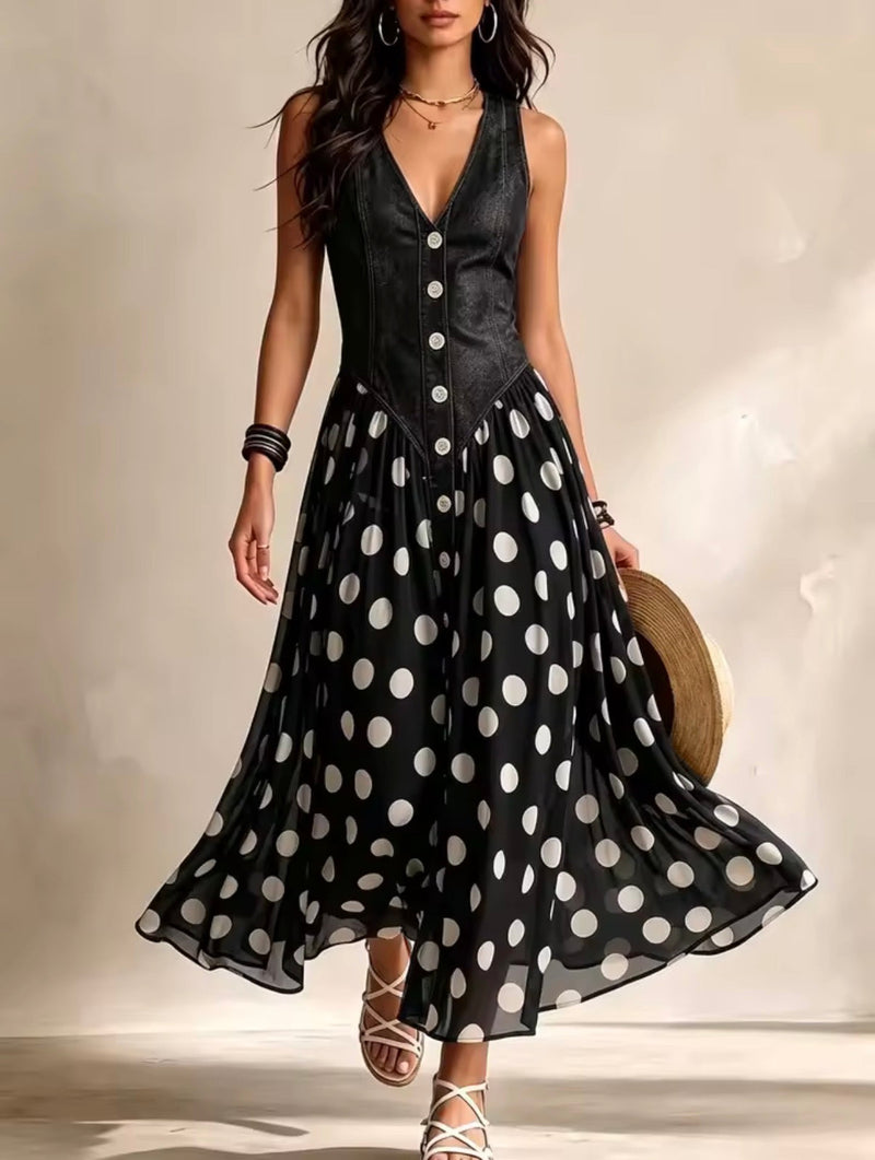 Bettina Polka Dot Chiffon Midi Dress