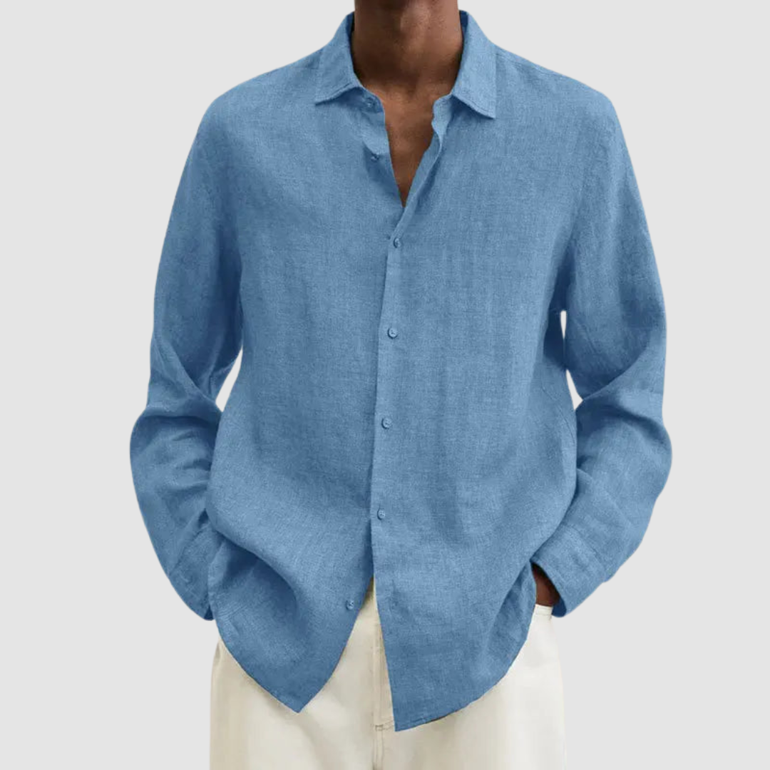 Kellan Button-Up Shirt - Orange (Light Blue)