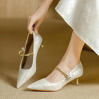 Colette Pearl Strap Kitten Heels