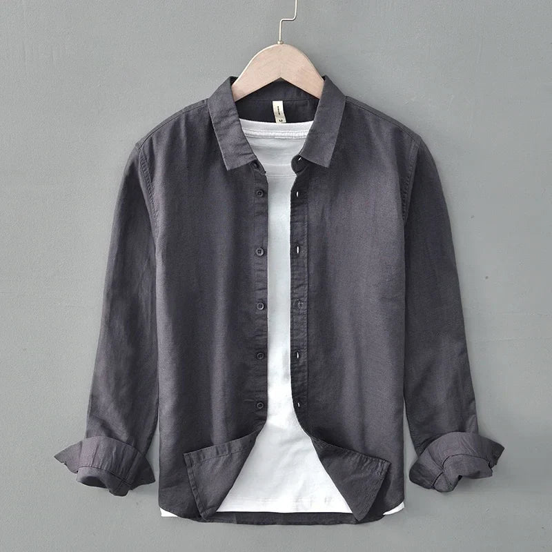 Lachlan Coastal Linen Shirt - Gray (Dark Gray)
