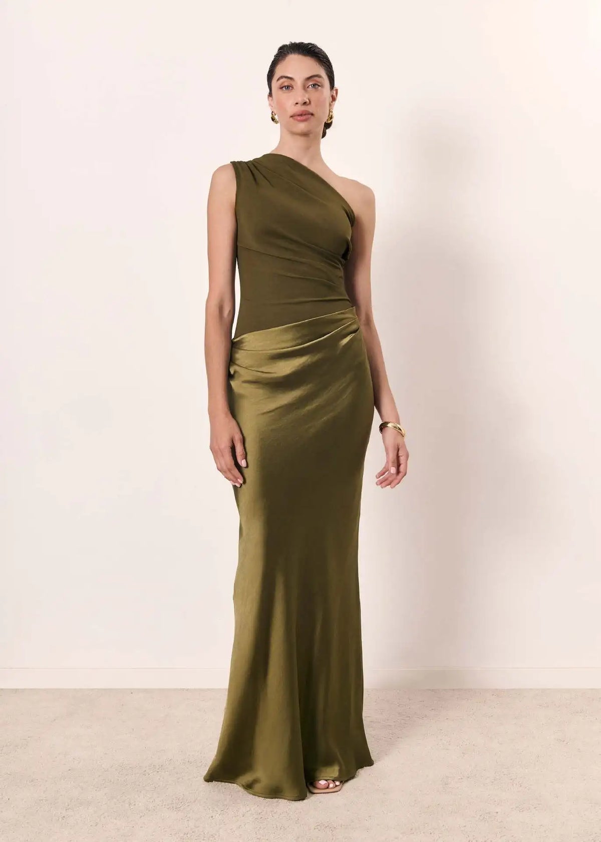 Sophia One-Shoulder Satin Maxi Dress