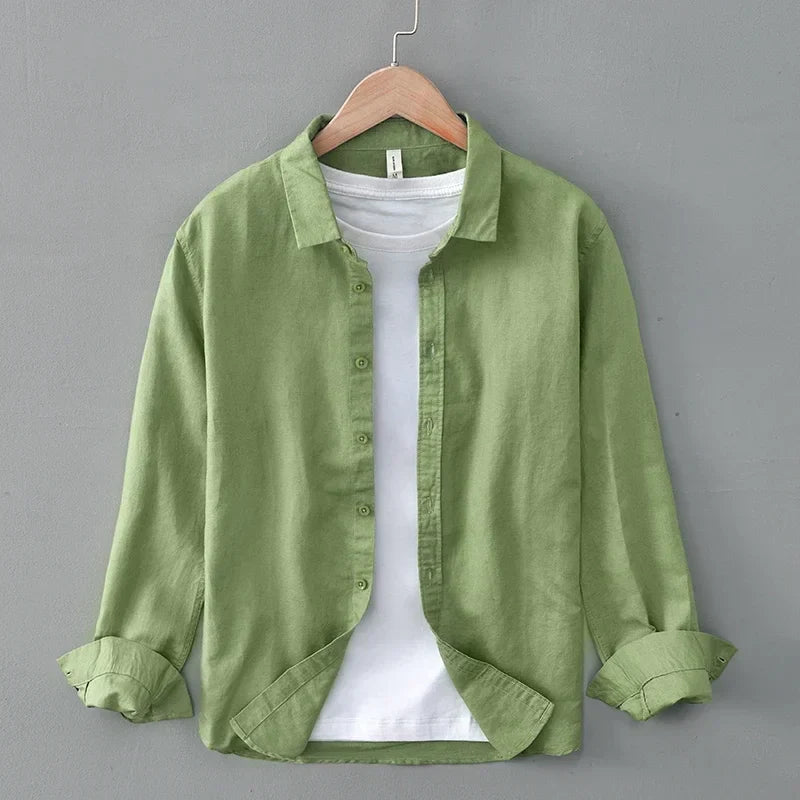 Lachlan Coastal Linen Shirt - Green