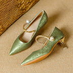 Colette Pearl Strap Kitten Heels