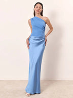 Sophia One-Shoulder Satin Maxi Dress