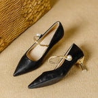 Colette Pearl Strap Kitten Heels