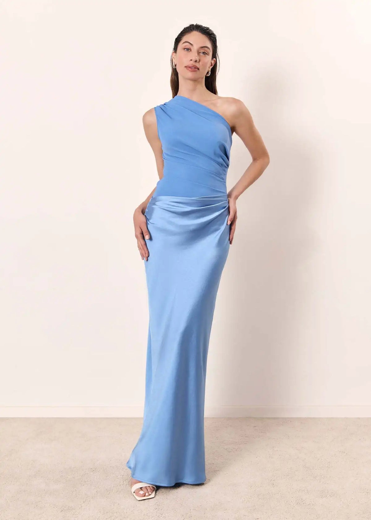 Sophia One-Shoulder Satin Maxi Dress