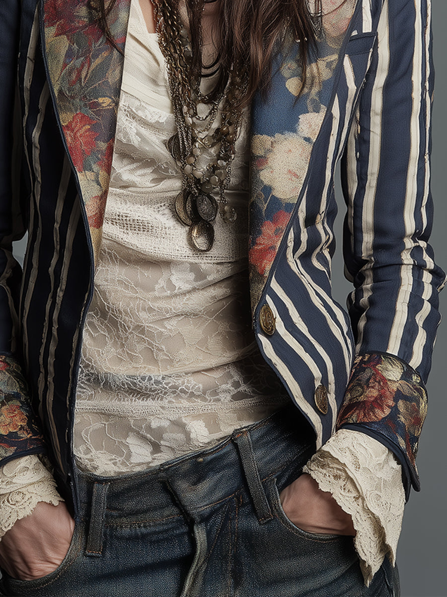 Soraya Bohemian Striped Linen Blazer