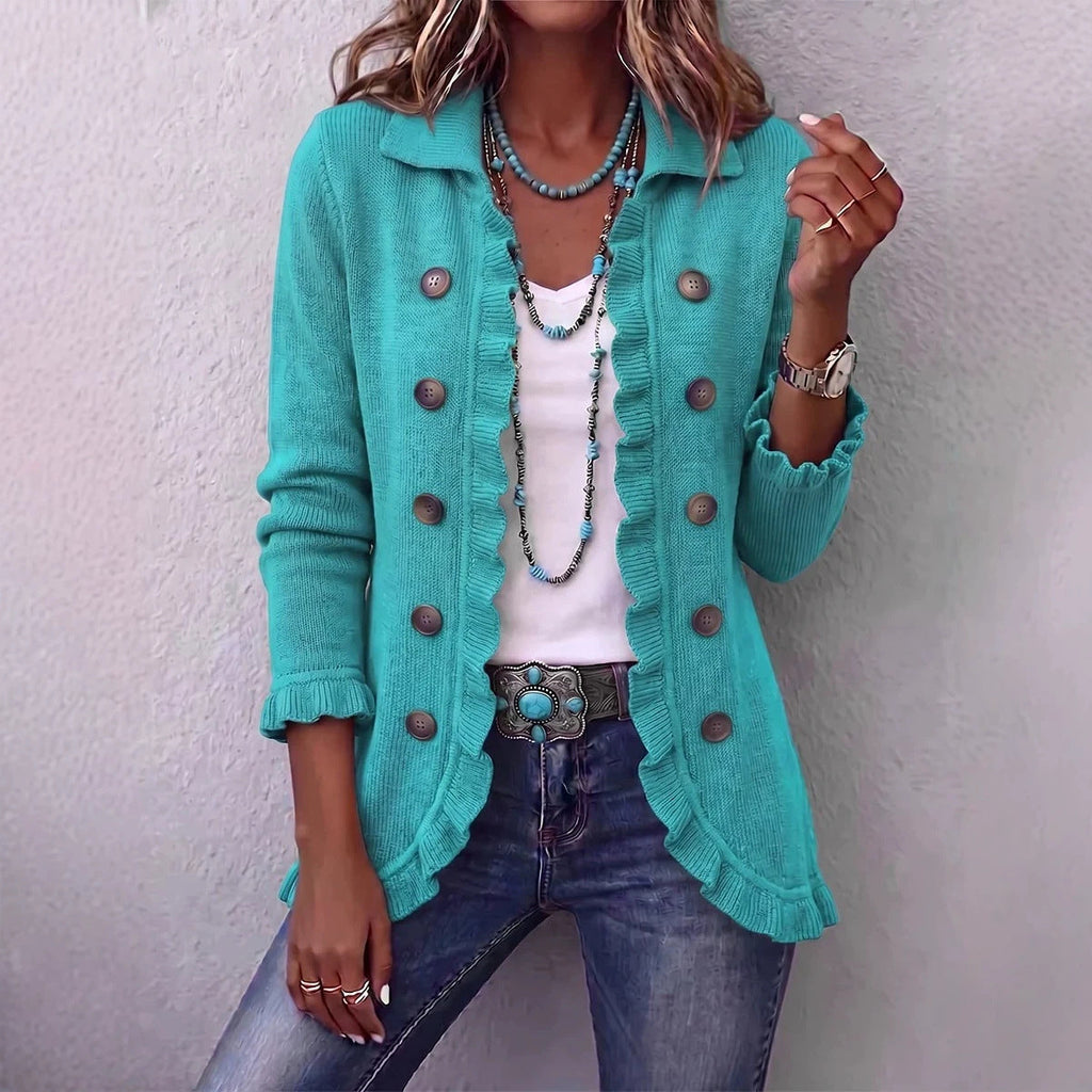 Eloise | Ruffled Knit Button Cardigan