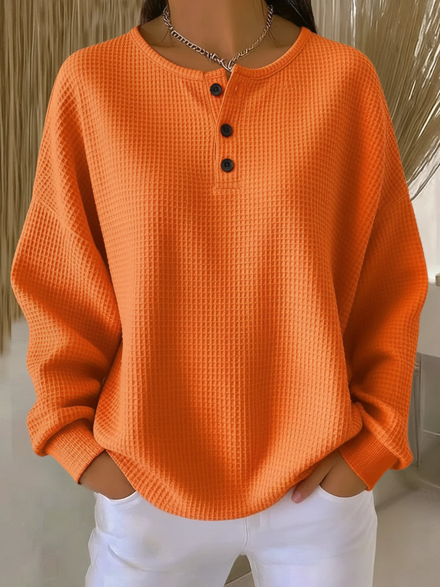 Maren Waffle Henley Sweatshirt