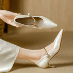 Colette Pearl Strap Kitten Heels