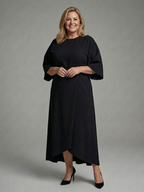 Giselle | Belted Cape-Sleeve Midi Dress