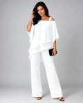 Cecily layered chiffon two-piece set in white, front view