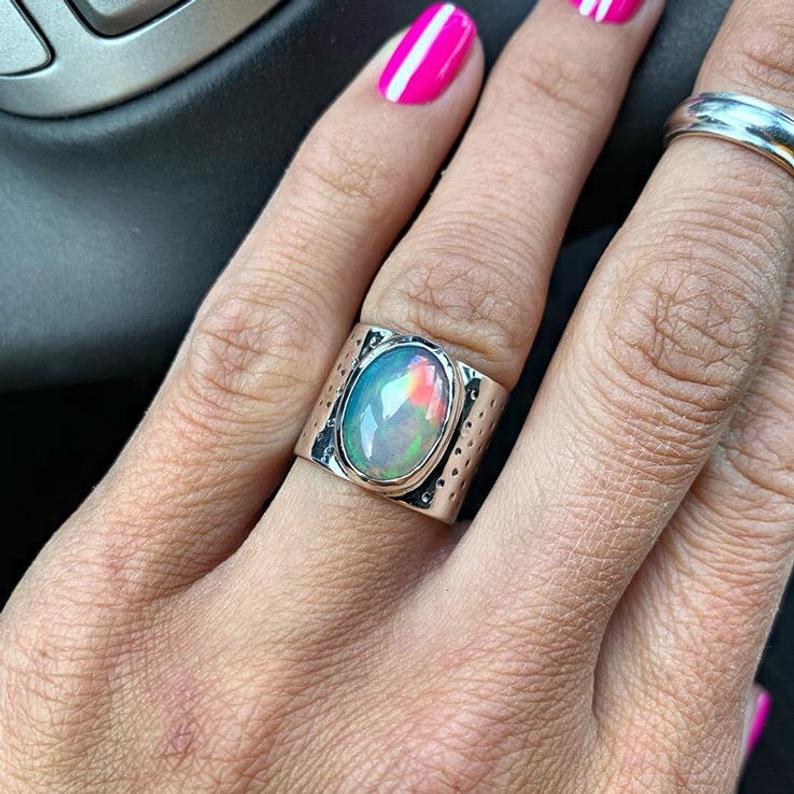 Fenella Iridescent Stone Ring detail