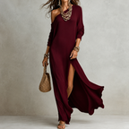 Serina one-shoulder maxi dress in wine