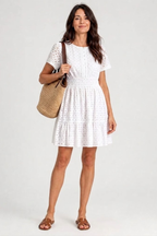 Mabel | Eyelet Flutter Mini Dress